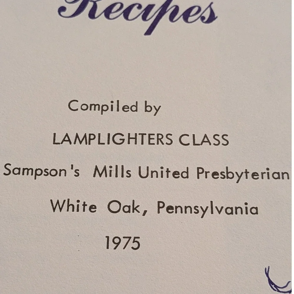 VTG 1975 Our Daily‎ Bread Church Cookbook Sampsons Mills PA Lamplighters Class